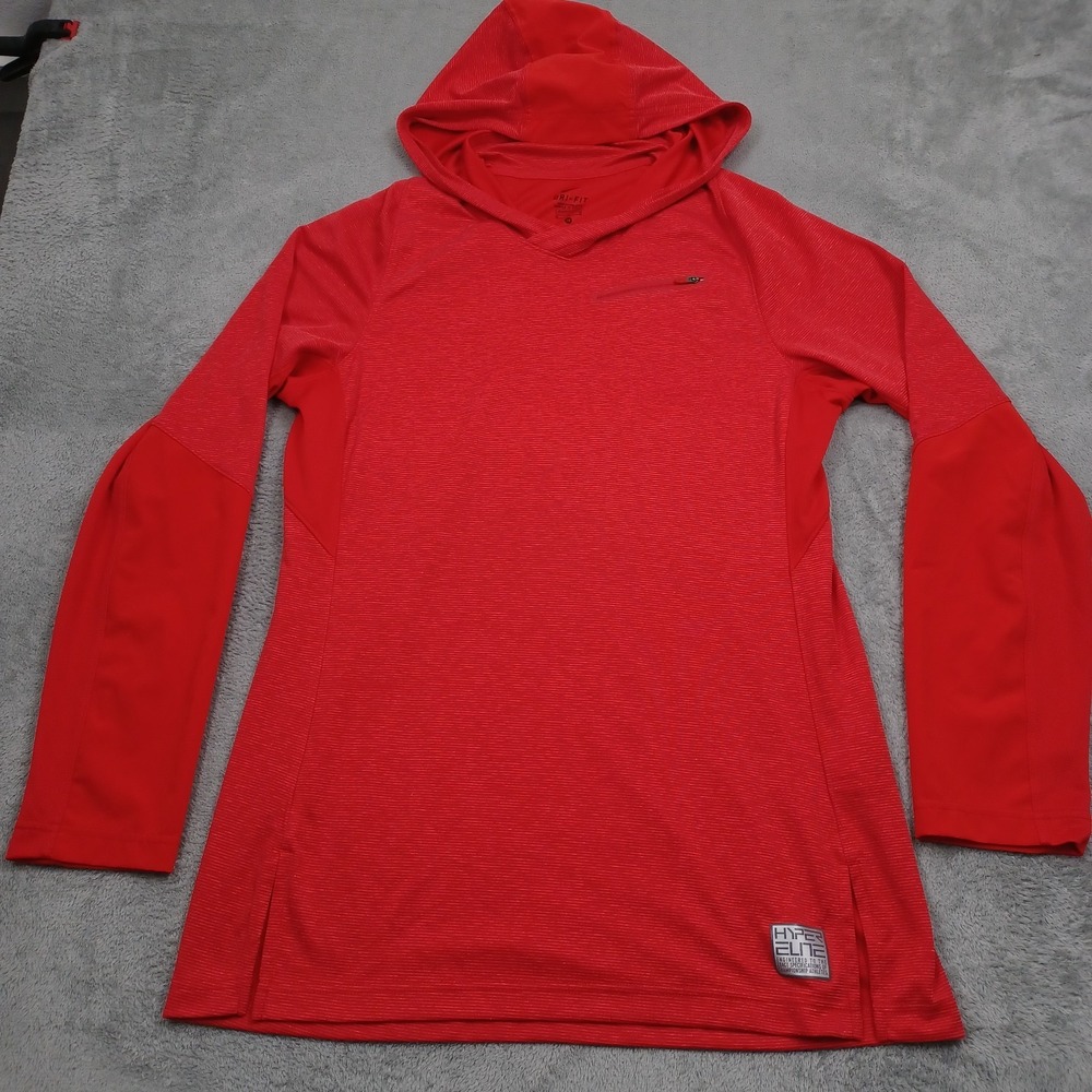 Nike Sweater Mens Medium Red Hyper Elite Hooded Basketball Activewear